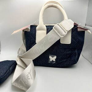 Betsey Johnson Denim and Cream Crossbody Bag